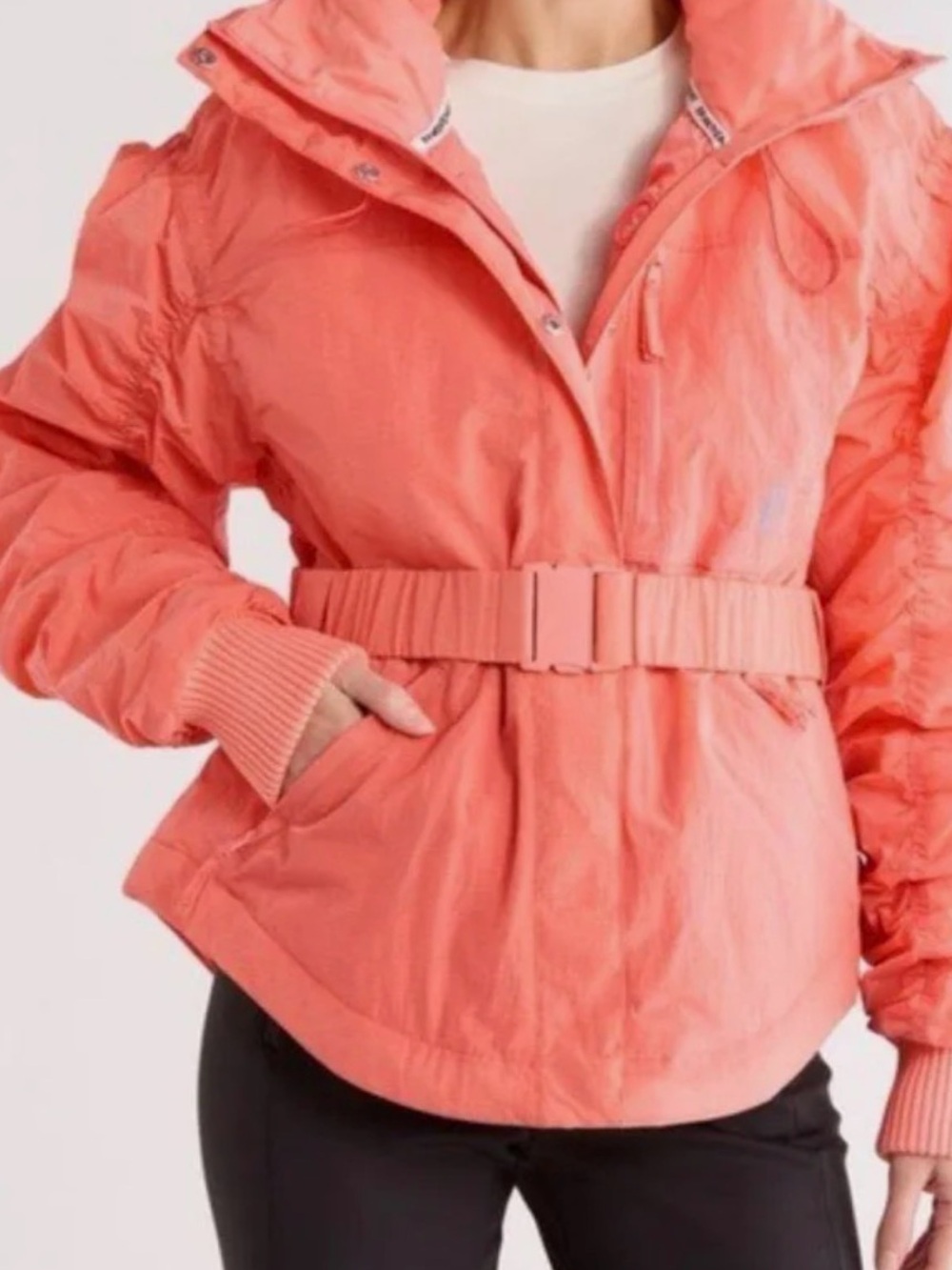 Free people Lift Laugh LoveWomens Coral Belted Puffer Jacket
